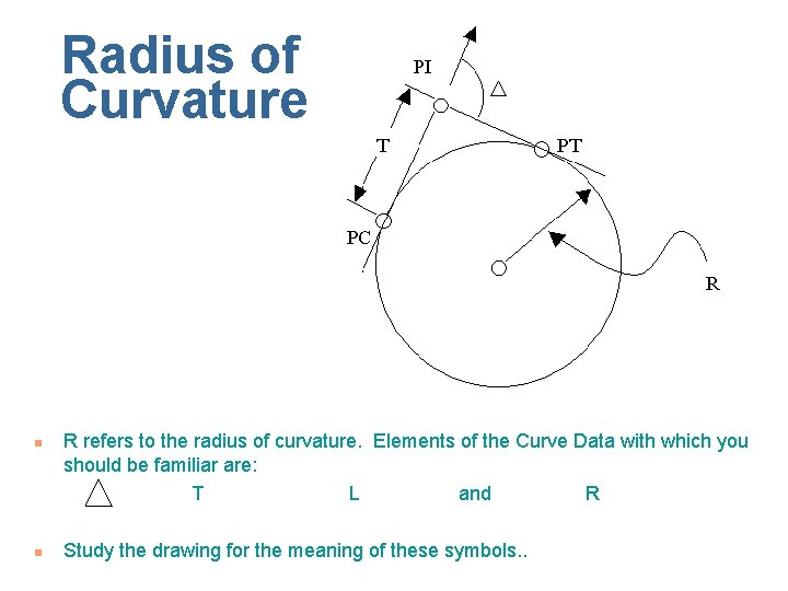 Radius of Curvature n n R refers to the radius of curvature. Elements of