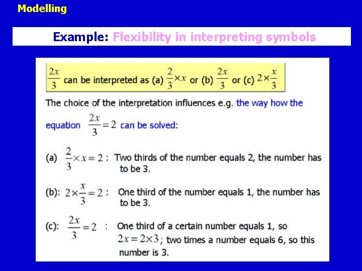 Modelling Example: Flexibility in interpreting symbols 