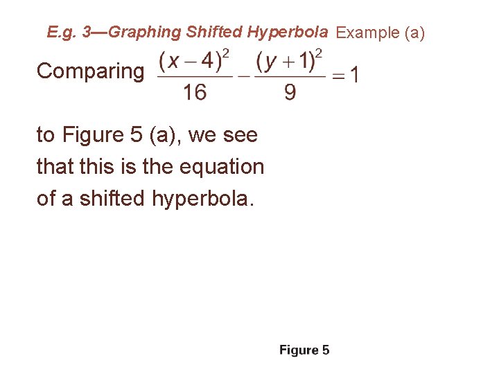 E. g. 3—Graphing Shifted Hyperbola Example (a) Comparing to Figure 5 (a), we see