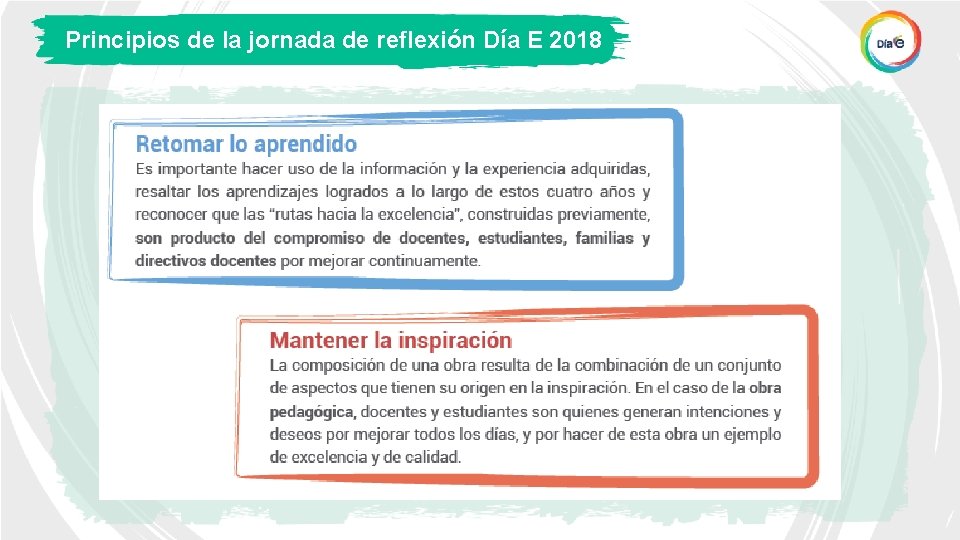 Principios de la jornada de reflexión Día E 2018 