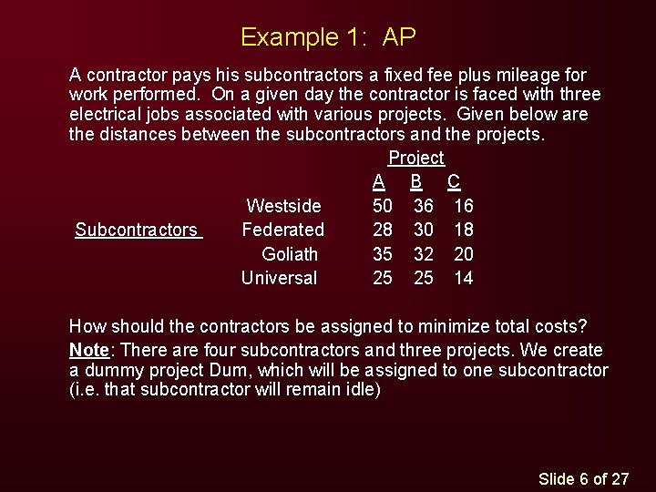 Example 1: AP A contractor pays his subcontractors a fixed fee plus mileage for Example 1: AP A contractor pays his subcontractors a fixed fee plus mileage for