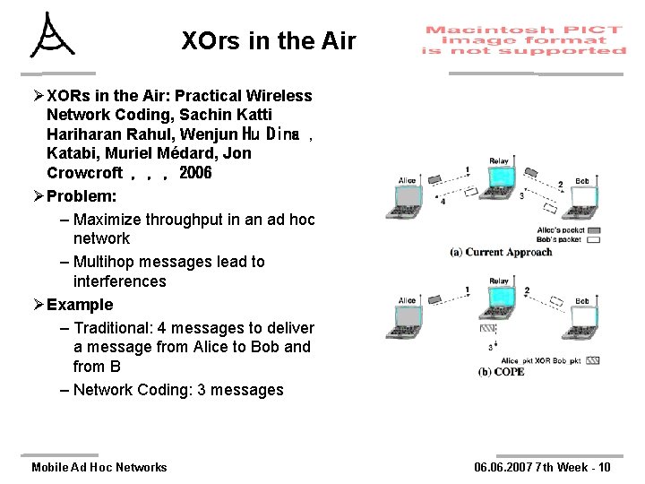 XOrs in the Air ØXORs in the Air: Practical Wireless Network Coding, Sachin Katti