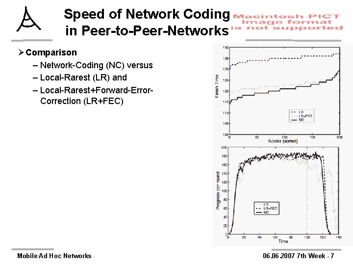 Speed of Network Coding in Peer-to-Peer-Networks ØComparison – Network-Coding (NC) versus – Local-Rarest (LR)