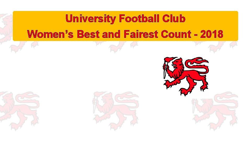 University Football Club Women’s Best and Fairest Count - 2018 