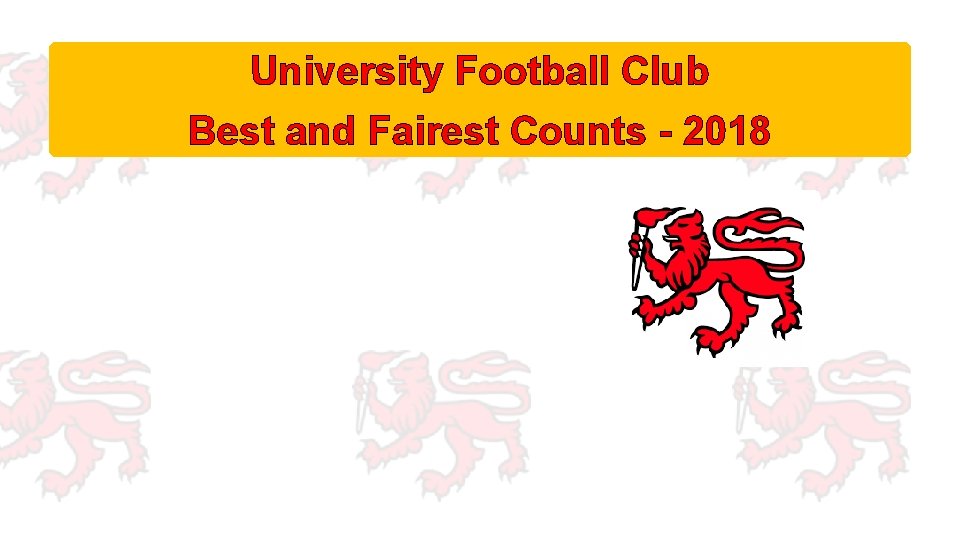 University Football Club Best and Fairest Counts - 2018 