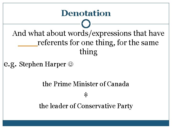 Denotation And what about words/expressions that have ____referents for one thing, for the same