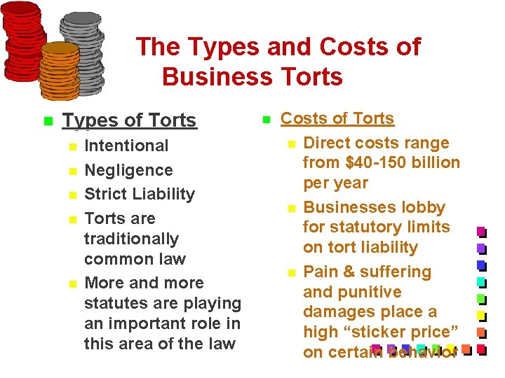 The Types and Costs of Business Torts n Types of Torts n n n