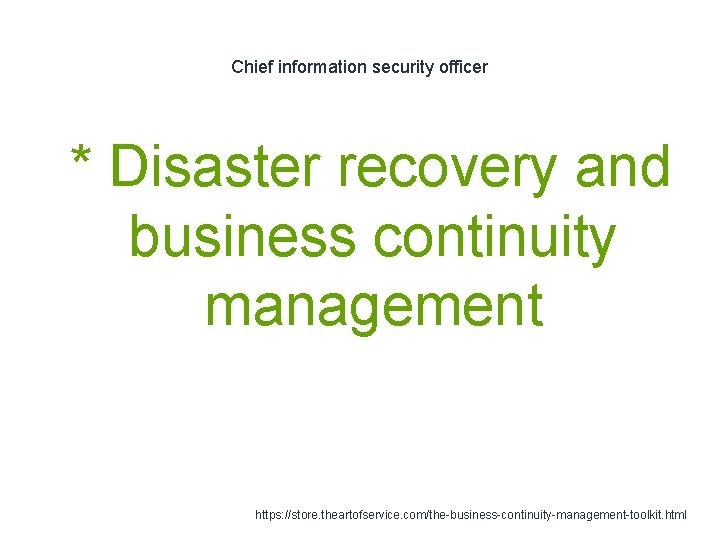 Chief information security officer 1 * Disaster recovery and business continuity management https: //store.
