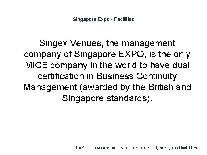 Singapore Expo - Facilities Singex Venues, the management company of Singapore EXPO, is the