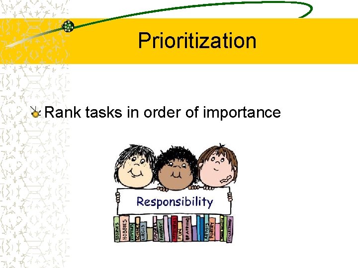 Prioritization Rank tasks in order of importance 