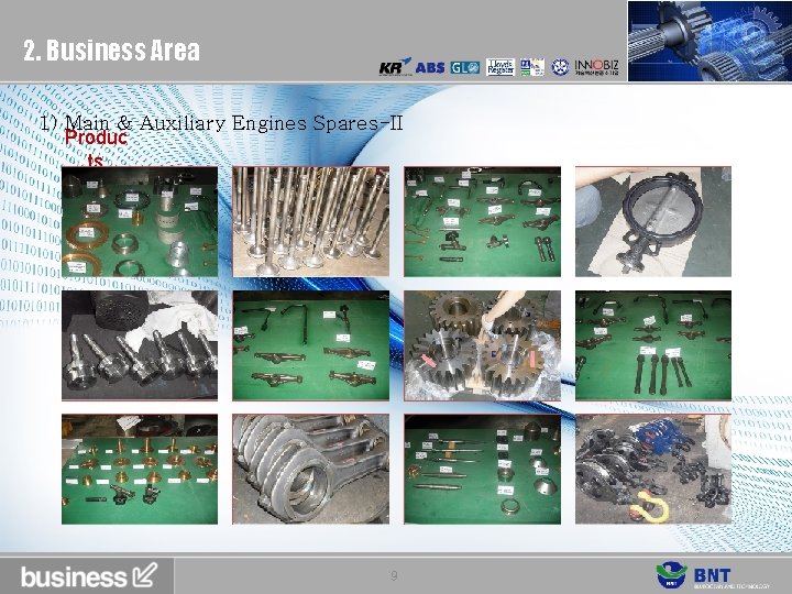 2. Business Area 1) Main & Auxiliary Engines Spares-II Produc ts 9 