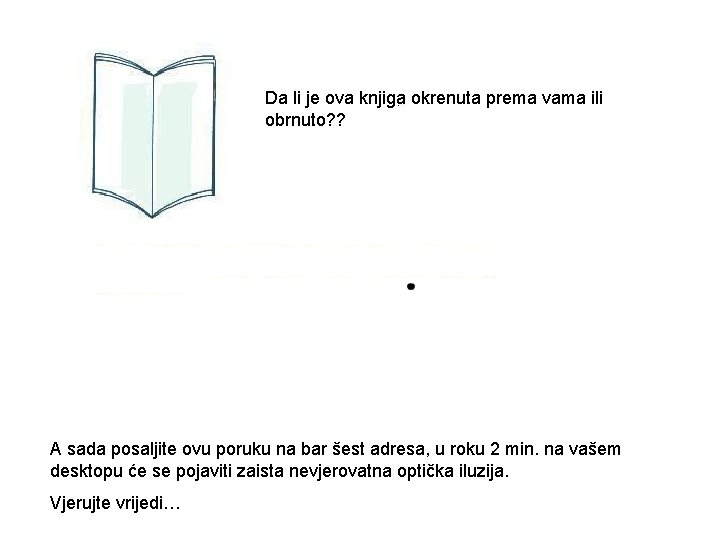 Da li je ova knjiga okrenuta prema vama ili obrnuto? ? A sada posaljite