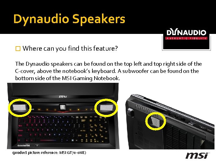 Dynaudio Speakers � Where can you find this feature? The Dynaudio speakers can be