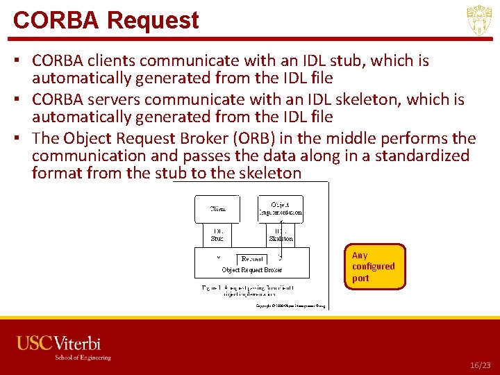 CORBA Request ▪ CORBA clients communicate with an IDL stub, which is automatically generated