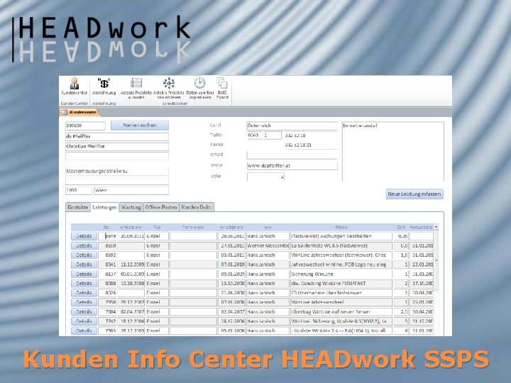 Kunden Info Center HEADwork SSPS 