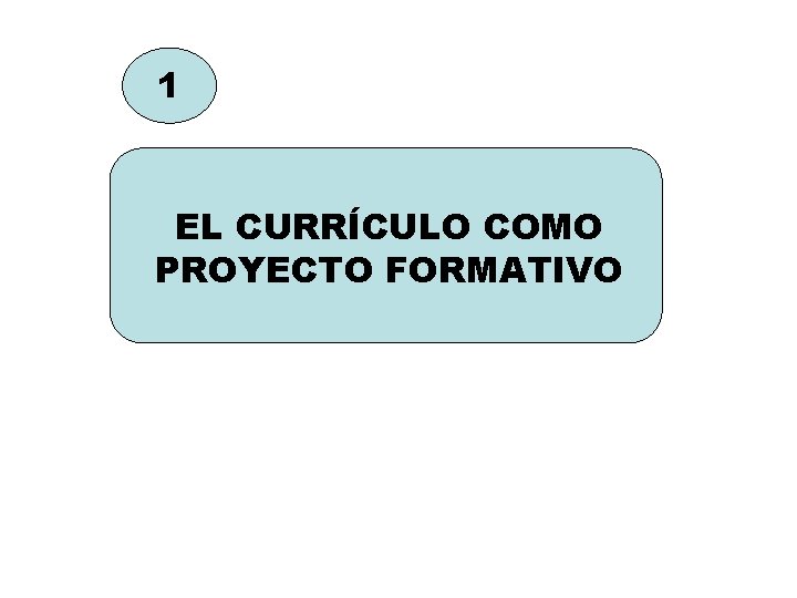 1 EL CURRÍCULO COMO PROYECTO FORMATIVO 