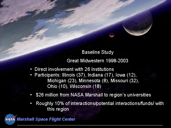 Baseline Study Great Midwestern 1998 -2003 • Direct involvement with 26 Institutions • Participants: