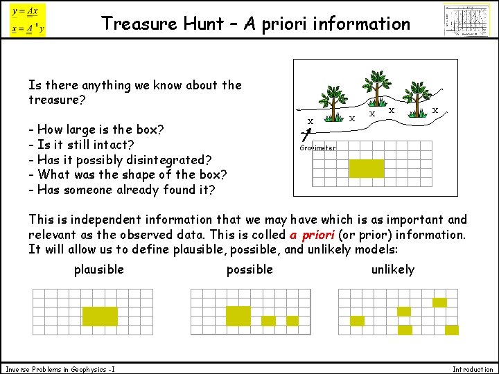 Treasure Hunt – A priori information Is there anything we know about the treasure?