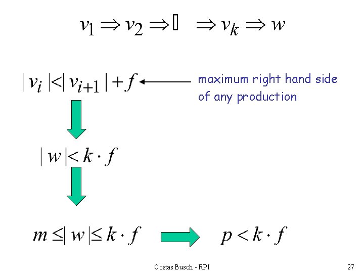 maximum right hand side of any production Costas Busch - RPI 27 