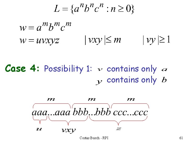 Case 4: Possibility 1: contains only Costas Busch - RPI 61 