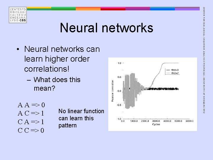  • Neural networks can learn higher order correlations! – What does this mean?