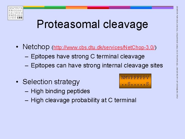  • Netchop (http: //www. cbs. dtu. dk/services/Net. Chop-3. 0/) – Epitopes have strong