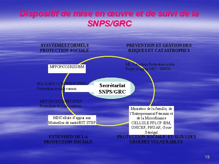 Dispositif de mise en œuvre et de suivi de la SNPS/GRC PREVENTION ET GESTION