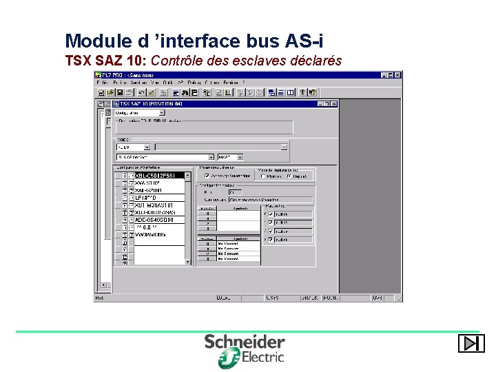 Module d ’interface bus AS-i TSX SAZ 10: Contrôle des esclaves déclarés Division -