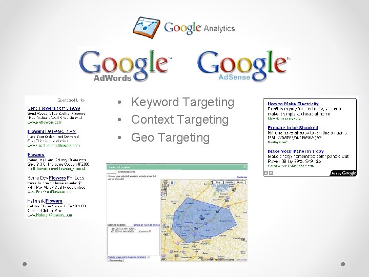  • Keyword Targeting • Context Targeting • Geo Targeting 