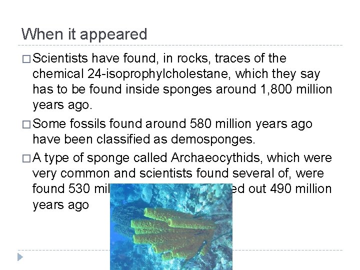 When it appeared � Scientists have found, in rocks, traces of the chemical 24