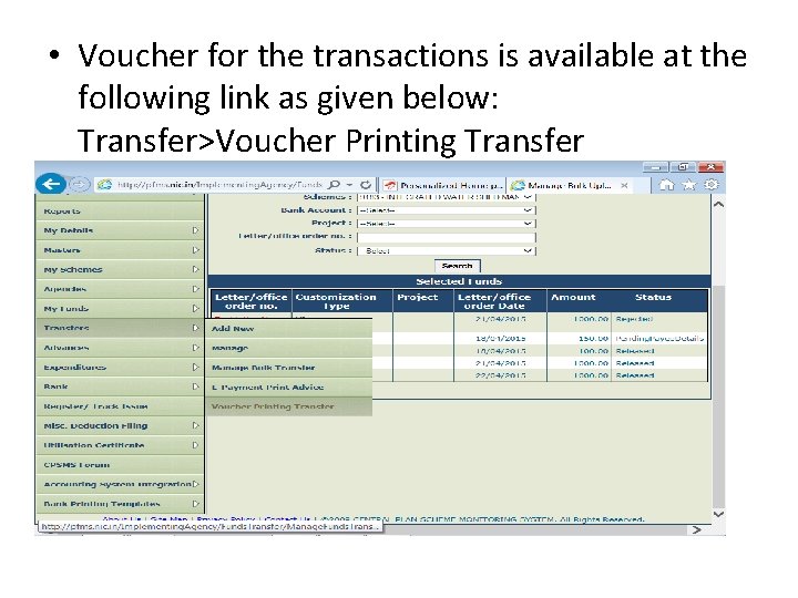  • Voucher for the transactions is available at the following link as given