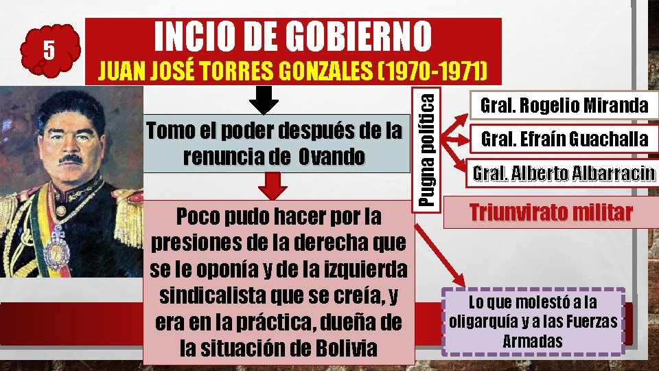 INCIO DE GOBIERNO JUAN JOSÉ TORRES GONZALES (1970 -1971) Tomo el poder después de