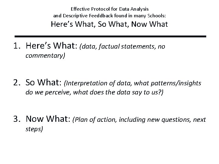 Effective Protocol for Data Analysis and Descriptive Feeddback found in many Schools: Here’s What,