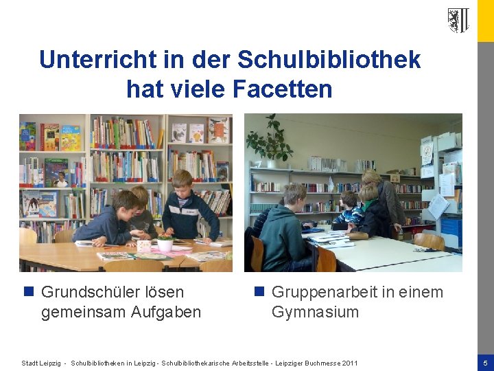 Unterricht in der Schulbibliothek hat viele Facetten n Grundschüler lösen gemeinsam Aufgaben n Gruppenarbeit