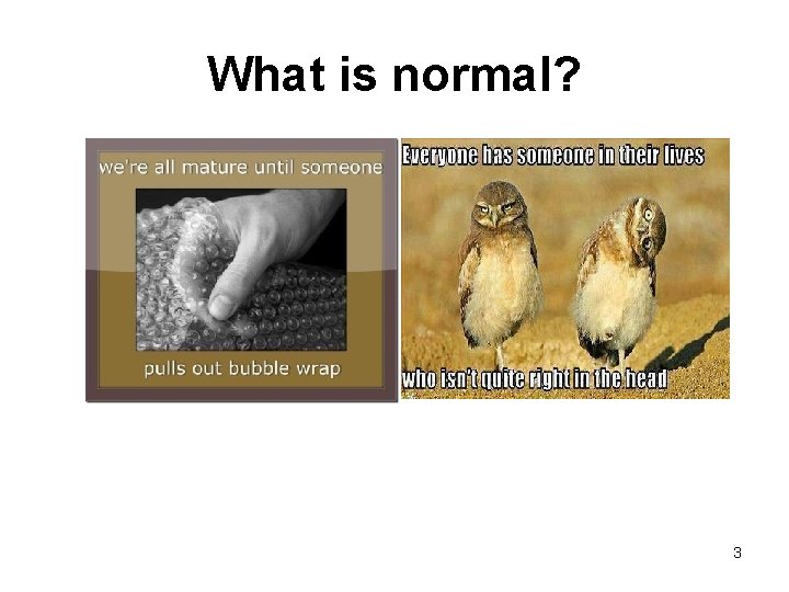 What is normal? 3 
