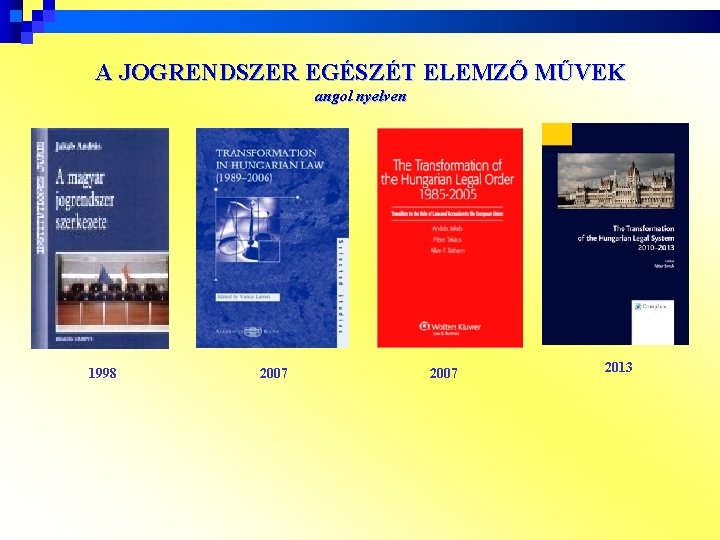 A JOGRENDSZER EGÉSZÉT ELEMZŐ MŰVEK angol nyelven 1998 2007 2013 