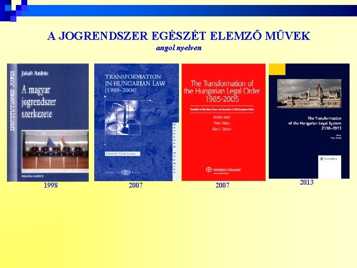 A JOGRENDSZER EGÉSZÉT ELEMZŐ MŰVEK angol nyelven 1998 2007 2013 
