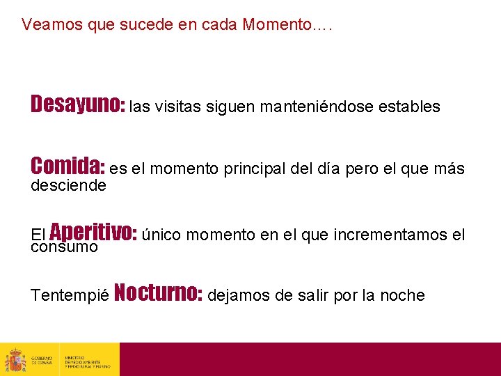 Veamos que sucede en cada Momento…. Desayuno: las visitas siguen manteniéndose estables Comida: es