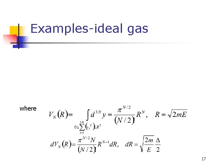 Examples-ideal gas where 17 