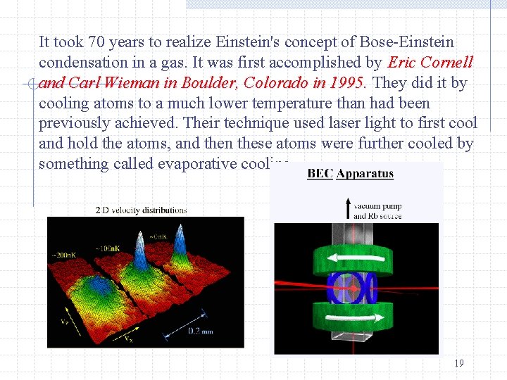 It took 70 years to realize Einstein's concept of Bose-Einstein condensation in a gas.