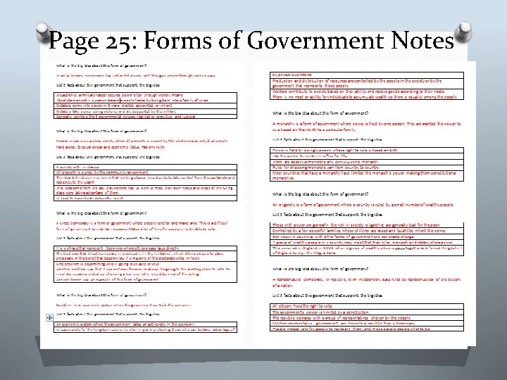 Page 25: Forms of Government Notes 