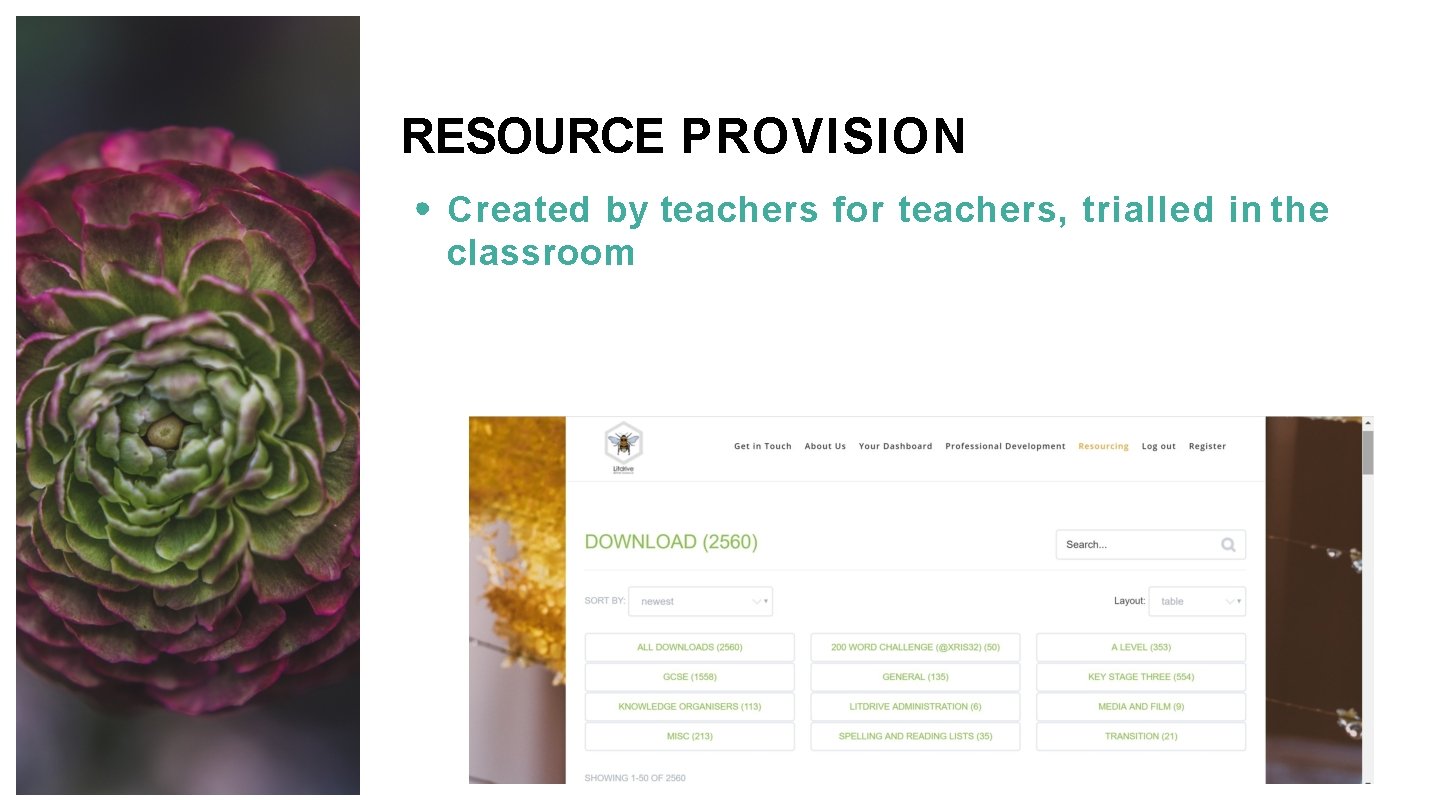 RESOURCE PROVISION Created by teachers for teachers, trialled in the classroom 