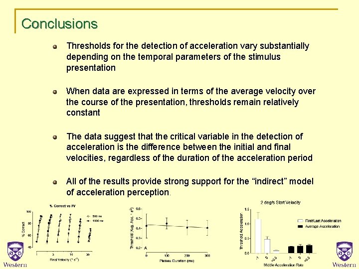 Conclusions Thresholds for the detection of acceleration vary substantially depending on the temporal parameters