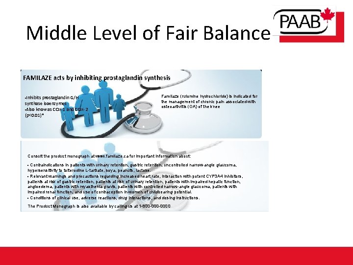 Middle Level of Fair Balance FAMILAZE acts by inhibiting prostaglandin synthesis Inhibits prostaglandin G/H