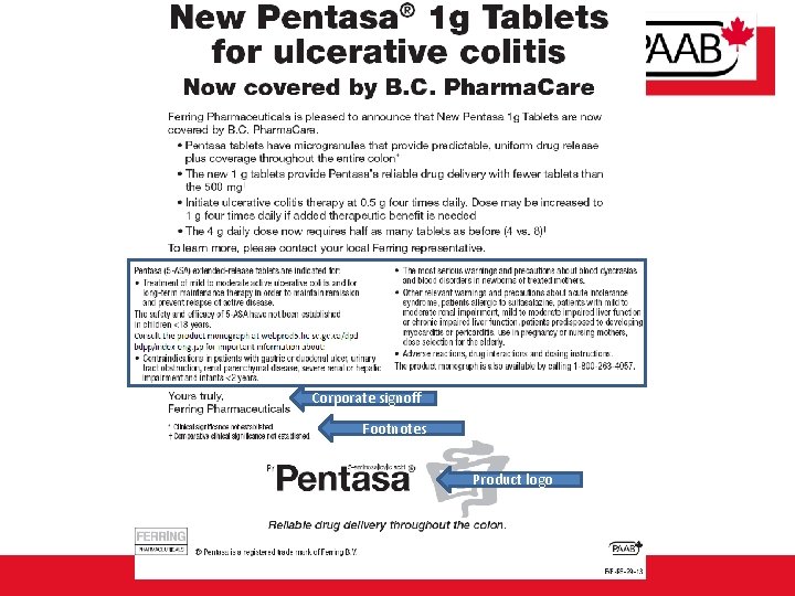 Corporate signoff Footnotes Product logo 