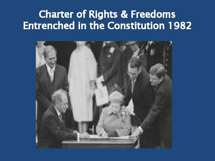 Charter of Rights & Freedoms Entrenched in the Constitution 1982 