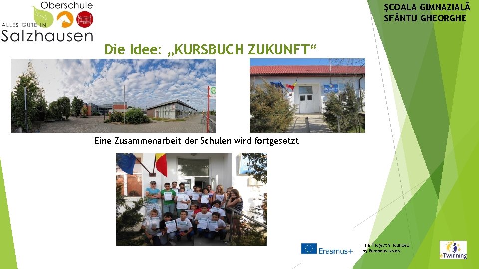 ŞCOALA GIMNAZIALĂ SF NTU GHEORGHE Die Idee: „KURSBUCH ZUKUNFT“ Eine Zusammenarbeit der Schulen wird