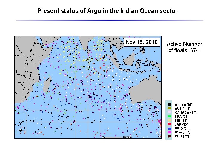 Present status of Argo in the Indian Ocean sector Nov. 15, 2010 Active Number