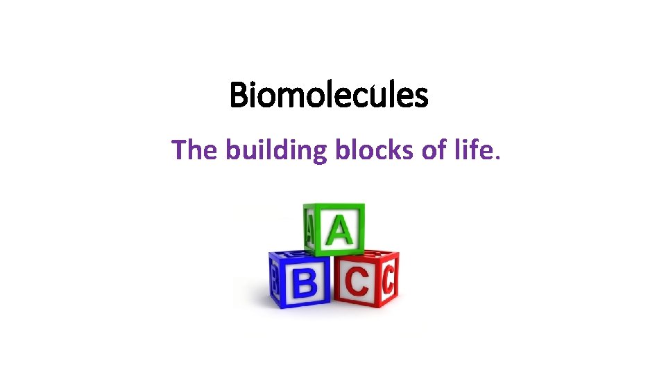 Biomolecules The building blocks of life. 