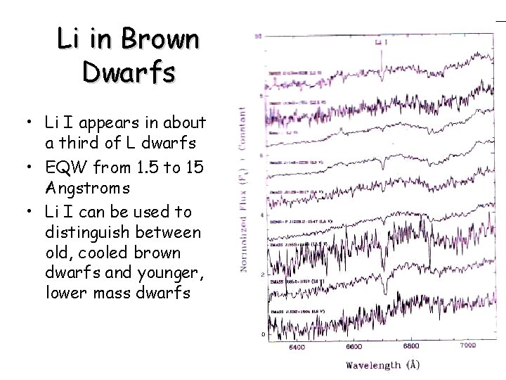 Li in Brown Dwarfs • Li I appears in about a third of L